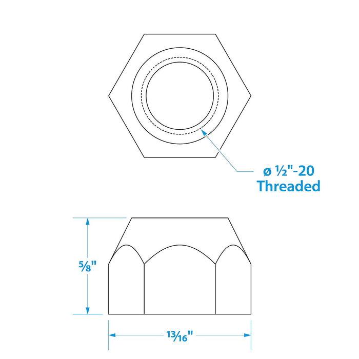 Seachoice 53911 Spare Lug Nuts 1/2-20 (5 Per Pack)