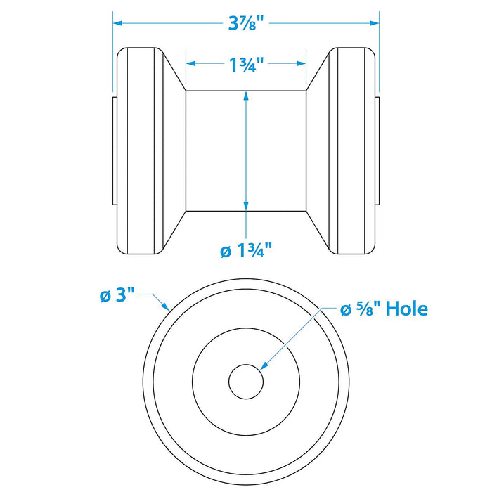 Seachoice 56490 Non-Marking TP Yellow Rubber Spool Roller