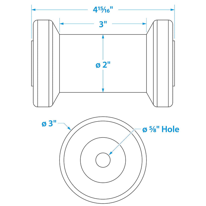 Seachoice 56520 Non-Marking TP Yellow Rubber Spool Roller