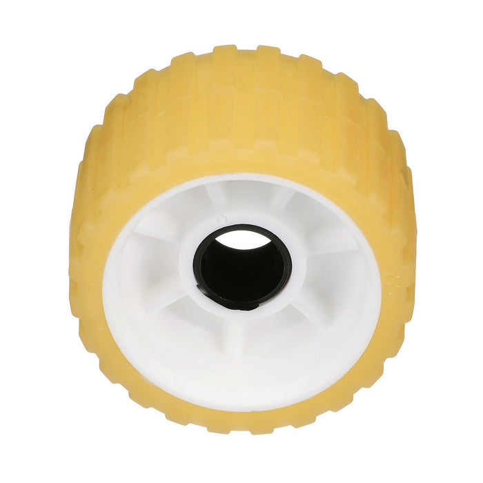 Seachoice 56540 Non-Marking TP Yellow Rubber Ribbed Roller 5" D x 3" W w/ 1-1/8", ID Hole