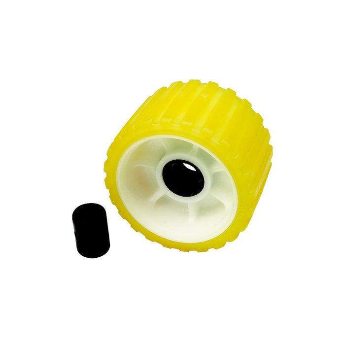 Seachoice 56540 Non-Marking TP Yellow Rubber Ribbed Roller 5" D x 3" W w/ 1-1/8", ID Hole