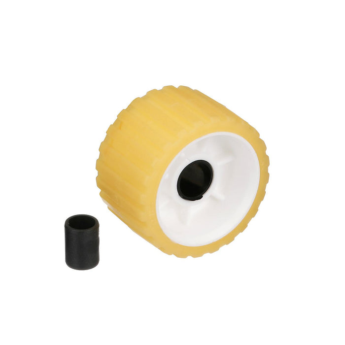 Seachoice 56540 Non-Marking TP Yellow Rubber Ribbed Roller 5" D x 3" W w/ 1-1/8", ID Hole