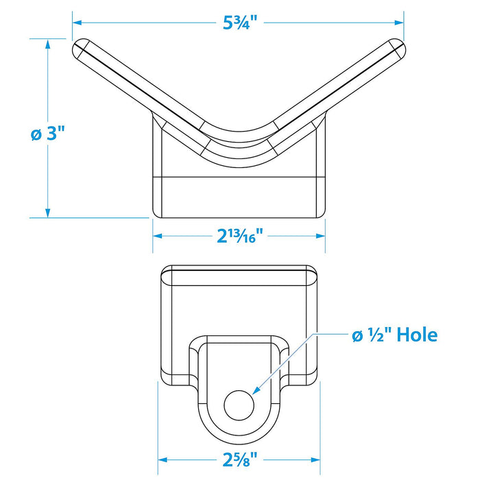 Seachoice 56550 Non-Marking TP Yellow Rubber V-Bow Stop 3" x 1/2"