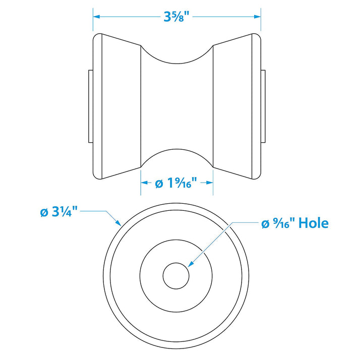 Seachoice 56580 Non-Marking TP Yellow Rubber V-Bow Stop With 1/2" ID