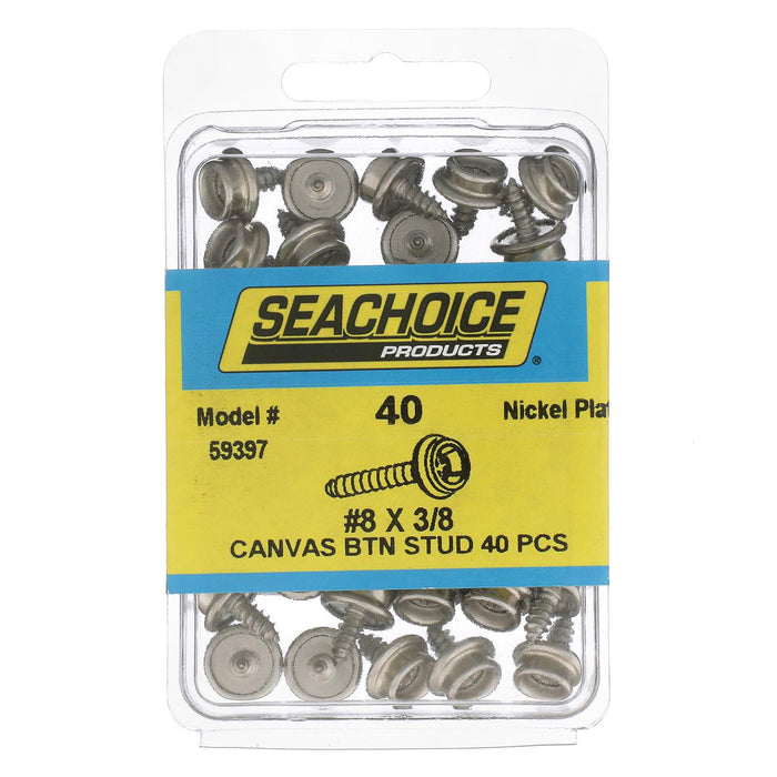 Seachoice BP7250SC SS Button Stud w/ Tapping Screw #8 x 3/8", Qty. 40