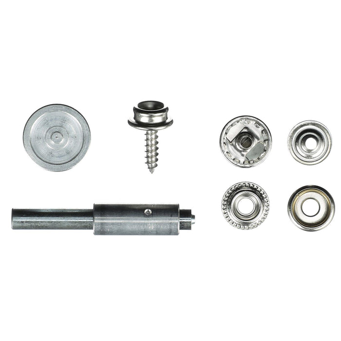 Seachoice KP7260SC 59439 Nickel Plated Brass Canvas Snap Kit With Tool 48 Piece