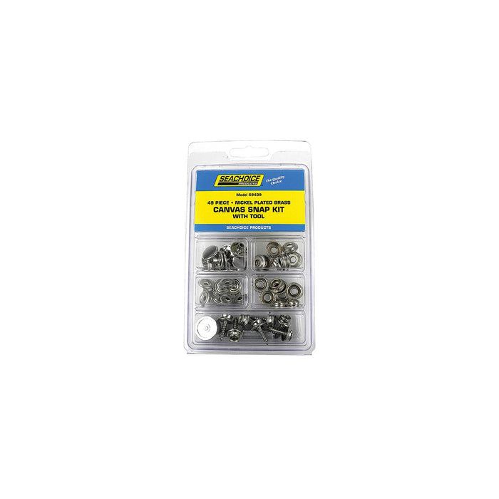Seachoice KP7260SC 59439 Nickel Plated Brass Canvas Snap Kit With Tool 48 Piece