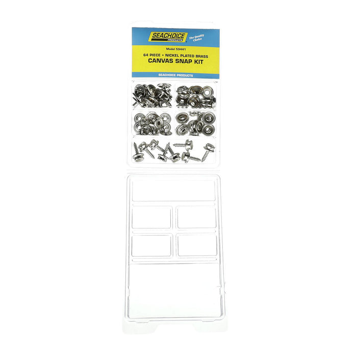 Seachoice KP7261SC 59441 Nickel Plated Brass Canvas Snap Kit 64 Piece