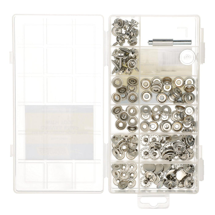 Seachoice KP7262SC 59444 Nickel Plated Brass Canvas Snap Kit w/ Tool 144 Piece
