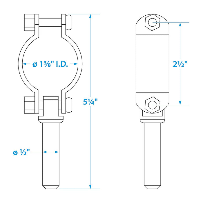 Seachoice 50-70521 Zinc Plated Steel Clamp-On Oarlocks (Sold as Pair)