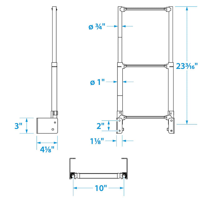 Seachoice 71221 Telescoping Transom Mount Stainless Steel 3-Step Ladder