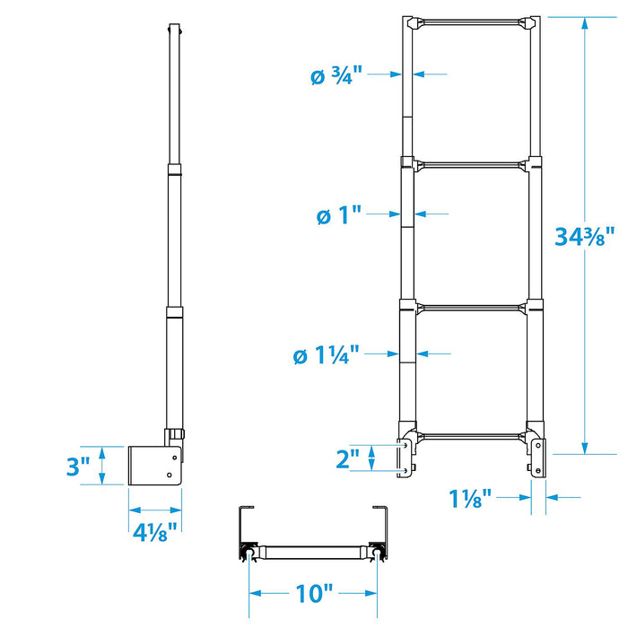 Seachoice 71231 Telescoping Transom Mount Stainless Steel 4-Step Ladder