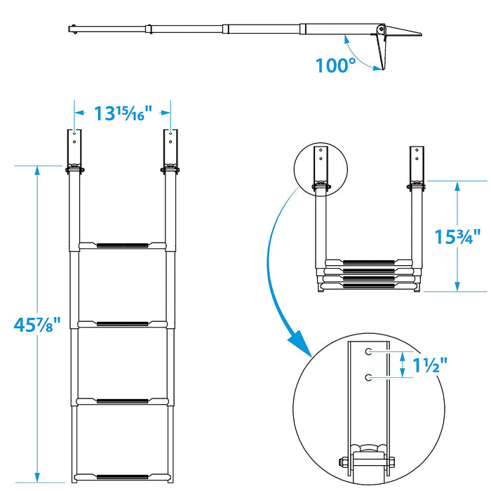 Seachoice 71321 Telescoping Ladder Only for Universal Swim Platform w/ Top Mount, Ladder