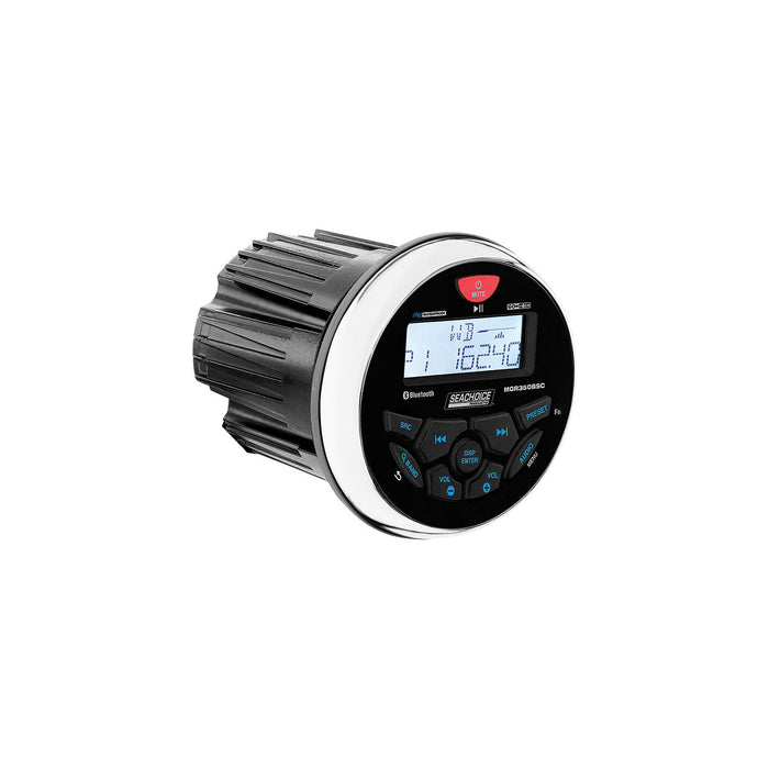 Seachoice MGR350BSC 72104 Bluetooth In-Dash Marine Gauge Stereo, Round Face