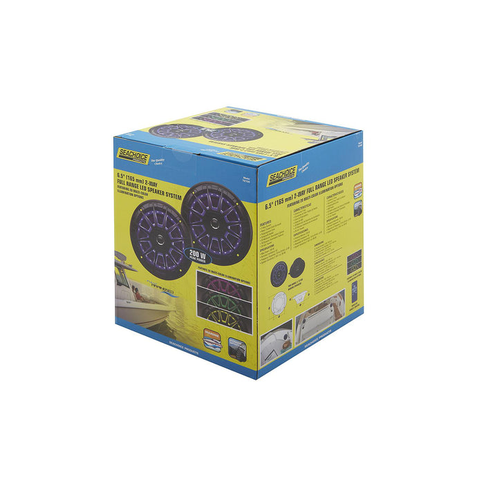 Seachoice MRGB65SC 72108 6-1/2" 2-Way Full Range Speakers with LED Lights