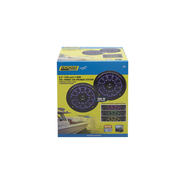 Seachoice MRGB65SC 72108 6-1/2" 2-Way Full Range Speakers with LED Lights