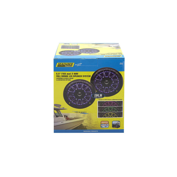 Seachoice MRGB65SC 72108 6-1/2" 2-Way Full Range Speakers with LED Lights