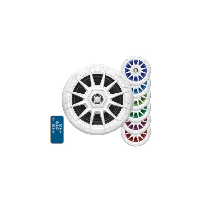 Seachoice MRGB55WSC 72111 5-1/4" 2-Way 150W Round LED Speakers, 1 Pair, White