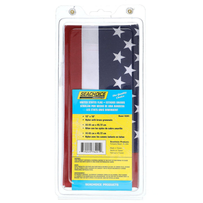 Seachoice 78201 12" x 18" Nylon Print Dyed U.S. Flag (Restricted from sale into, MN)