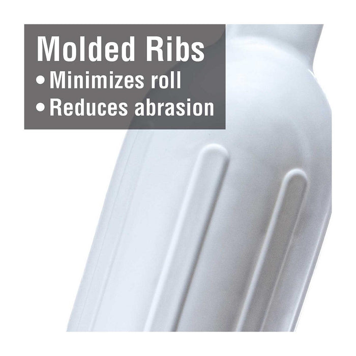 Seachoice DE79231S 79021 Twin Eye Ribbed Fender, White, 6.5 x 23"