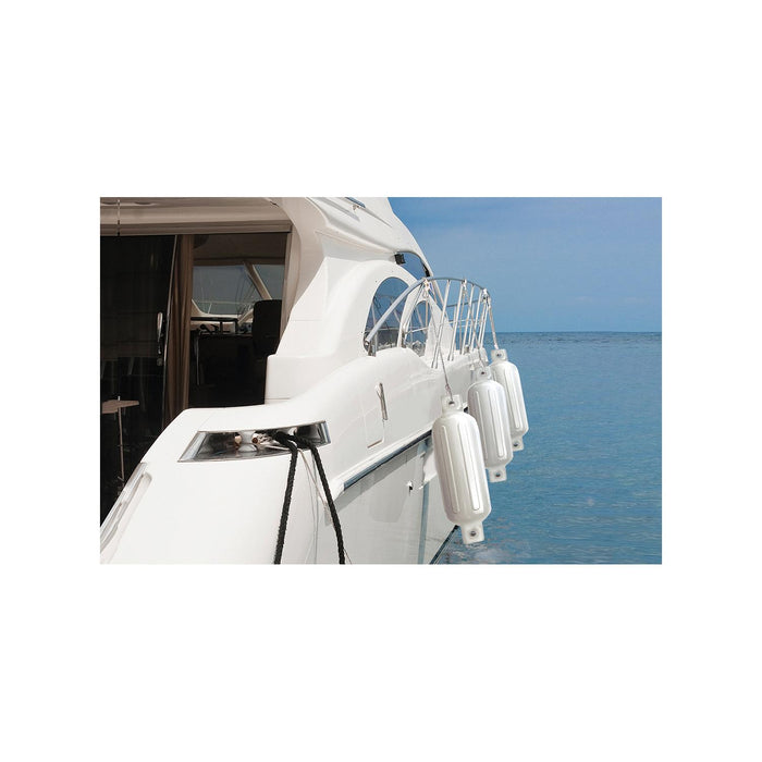 Seachoice DE79271S 79031 Twin Eye Ribbed Fender, White, 8.5 x 27"