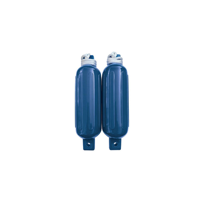 Seachoice DE77202S Blue Twin Eye Ribbed Fender Kit, (2) 5.5" x 20" Fenders and (2) 3/8" x 5' Fender Lines