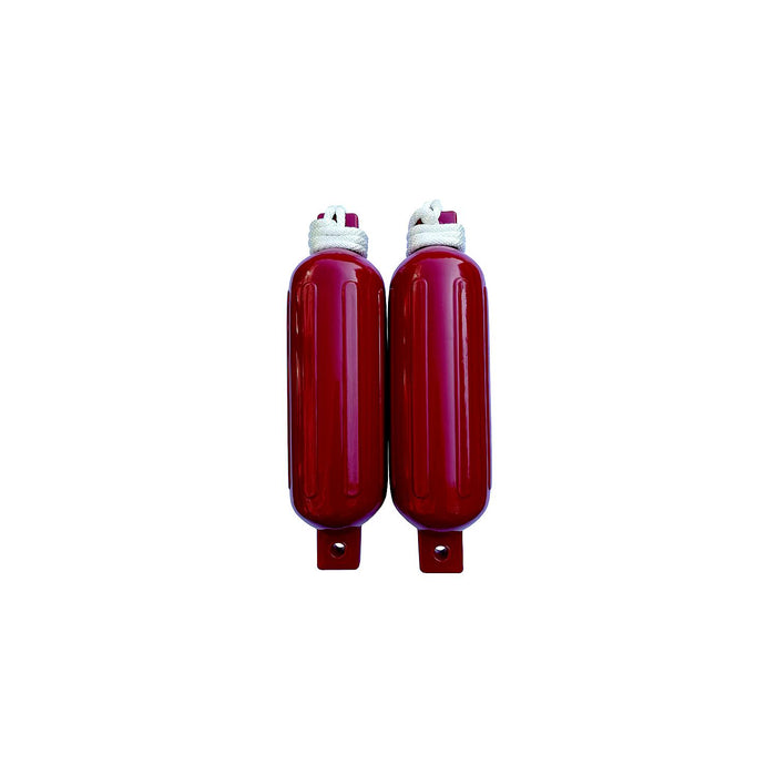 Seachoice DE77203S Red Twin Eye Ribbed Fender Kit, (2) 5.5" x 20" Fenders and (2) 3/8" x 5' Fender Lines
