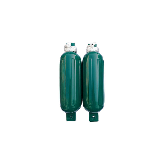 Seachoice DE77208S Green Twin Eye Ribbed Fender Kit, (2) 5.5" x 20" Fenders and (2) 3/8" x 5' Fender Lines