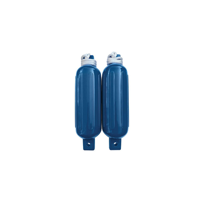 Seachoice DE77232S Blue Twin Eye Ribbed Fender Kit, (2) 6.5" x 23" Fenders and (2) 3/8" x 5' Fender Lines