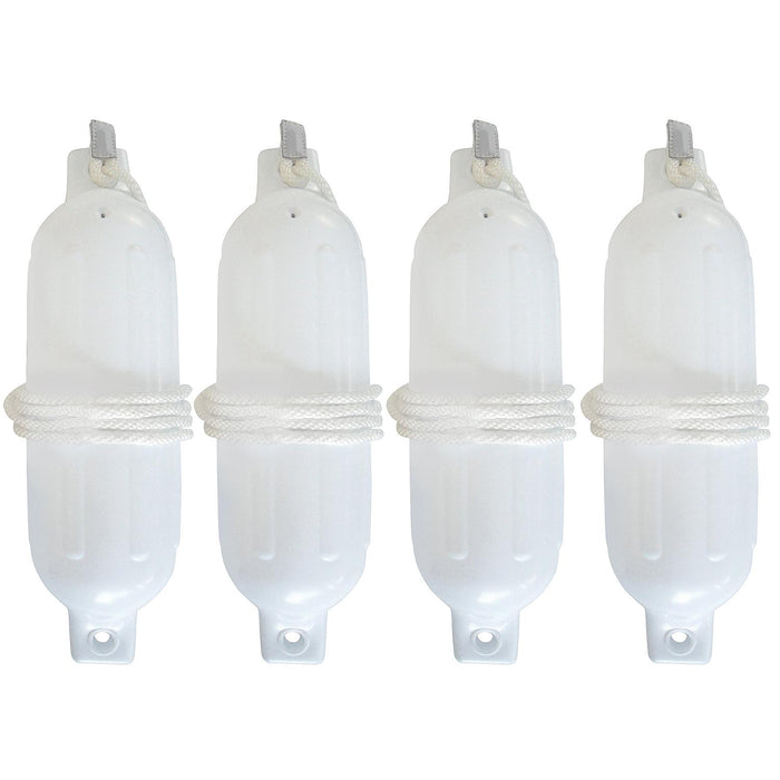 Seachoice DE78161S Twin Eye Ribbed Fender Kit, White, includes 4ea 4.5" x 16" Fenders and 4 Matching Fender Lines