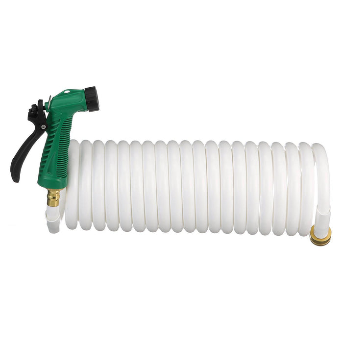 Seachoice 79691 25' White Poly Coiled Washdown Hose With Sprayer