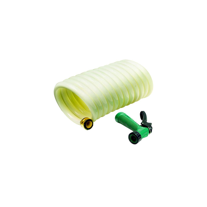 Seachoice 79691 25' White Poly Coiled Washdown Hose With Sprayer