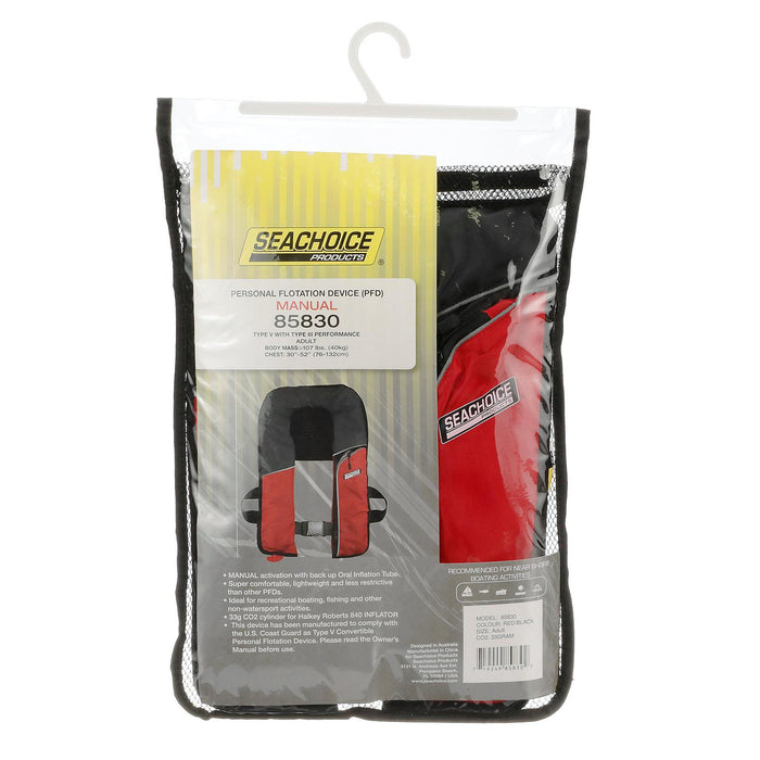 Seachoice 1212-RED/BLK-85830 Type V Inflatable PFD 33G Manual, Red/Black