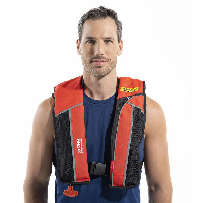 Seachoice 1214MA-RED 85861 Type V Premium Rip-Stop Inflatable PFD â€“ Adult, Universal, Red
