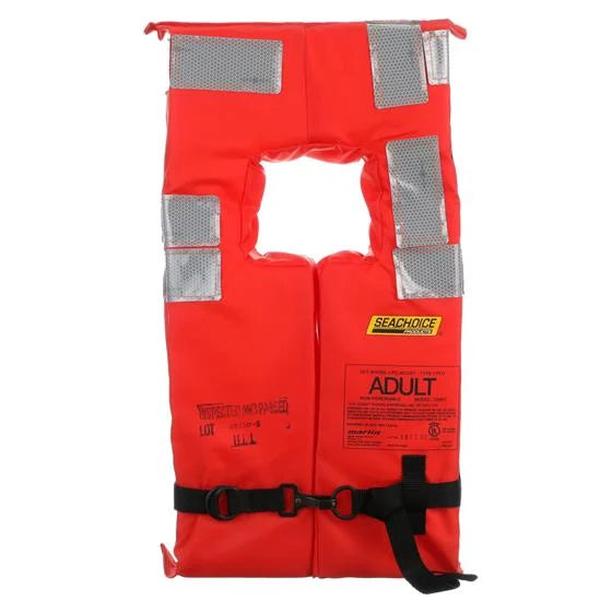 Seachoice 50-85900 Life Vest Adult Over 90 Lbs Type I with Reflective Tape
