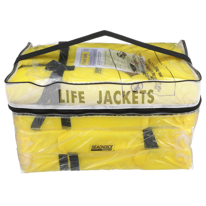Seachoice EPE1110AK1AUPK4Y-86010 Adult Universal Type II USCGA Life Vests w/Bag, Yellow, 4-Pack