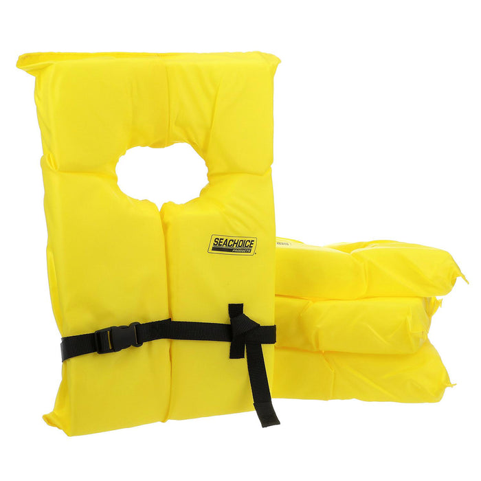 Seachoice EPE1110AK1AUPK4Y-86010 Adult Universal Type II USCGA Life Vests w/Bag, Yellow, 4-Pack