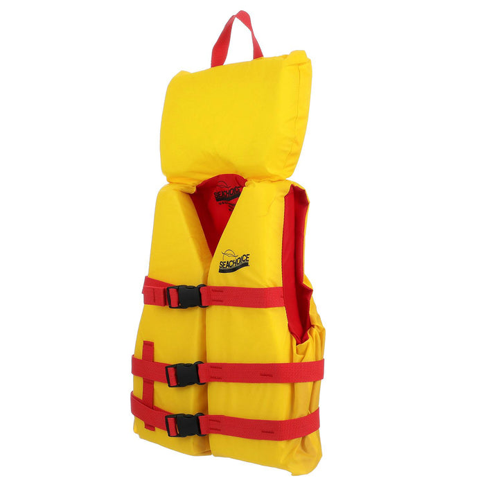 Seachoice 86120 Type ll Childrens Vest Youth, Red/Yellow Life Vest w/ Pop-Up Pillow