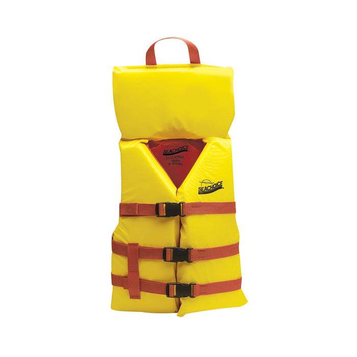 Seachoice 86120 Type ll Childrens Vest Youth, Red/Yellow Life Vest w/ Pop-Up Pillow