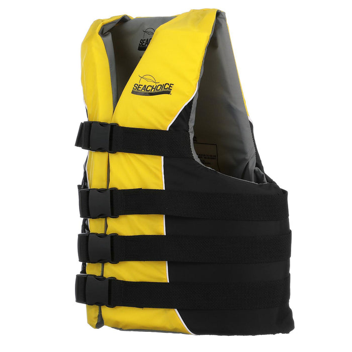 Seachoice 86410 Deluxe 4-Belt Ski Vest Yellow/Black, Sm/Md