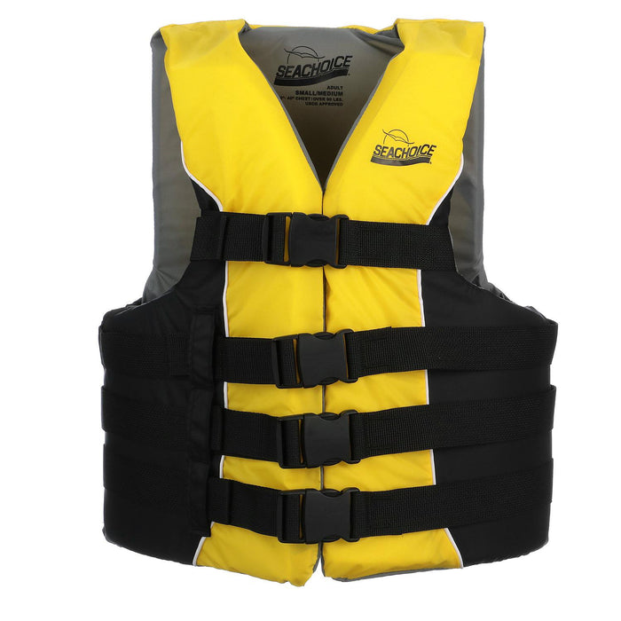 Seachoice 86410 Deluxe 4-Belt Ski Vest Yellow/Black, Sm/Md