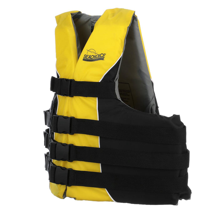 Seachoice 50-86420 Deluxe 4-Belt Ski Vest Yellow/Black, Lg/XL
