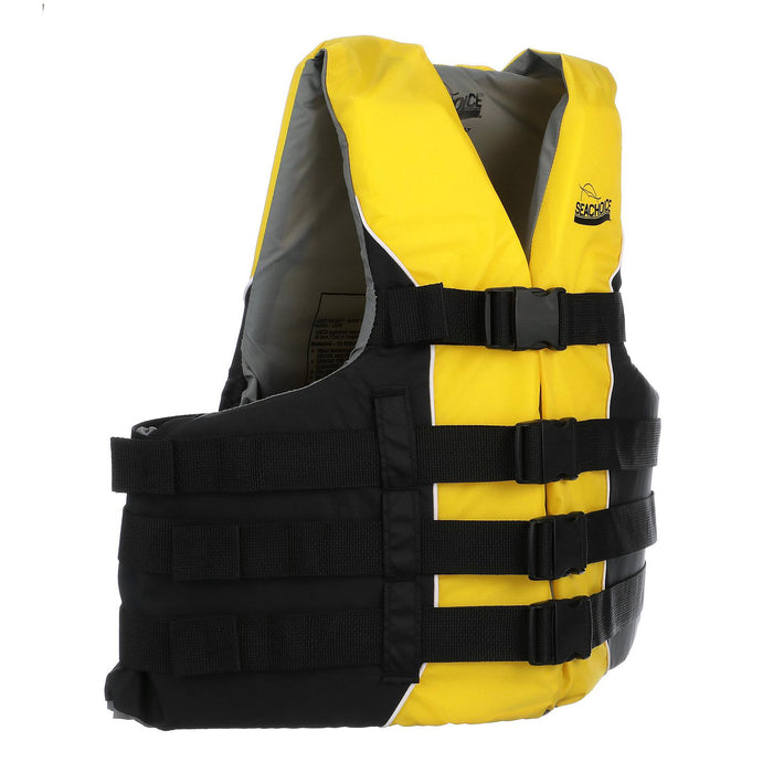 Seachoice 50-86420 Deluxe 4-Belt Ski Vest Yellow/Black, Lg/XL
