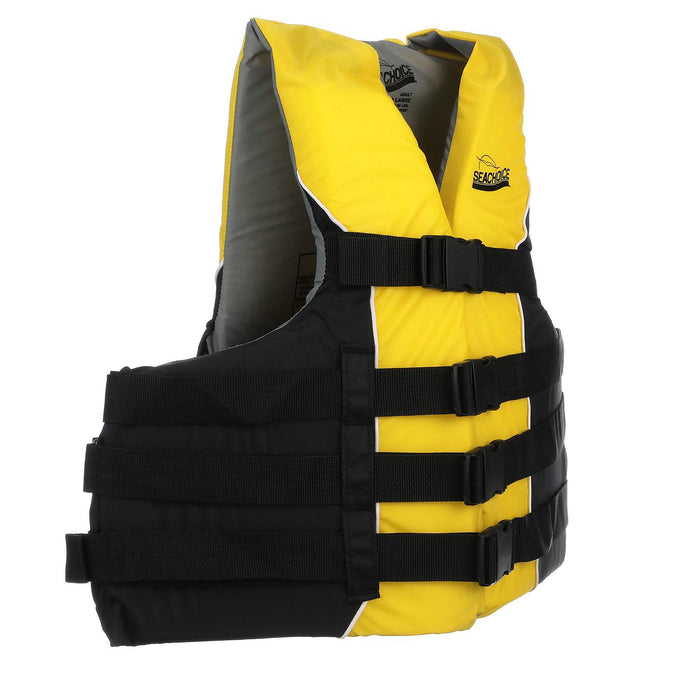 Seachoice 50-86430 Deluxe 4-Belt Ski Vest Yellow/Black, XXL/XXXL