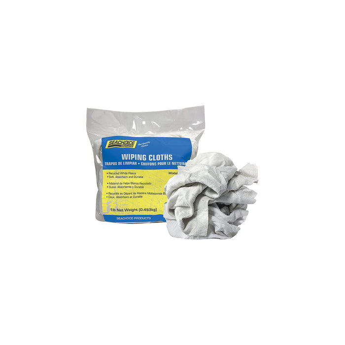 Seachoice 7423-01-12-SC 90004 Recycled White Fleece Wiping Cloths, 1-lb. Bag