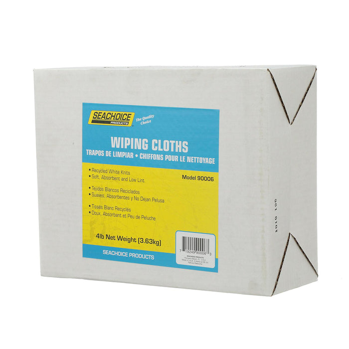 Seachoice 7402-SS05-SC 90006 Recycled White Knits Wiping Cloths, 4-lb. Box