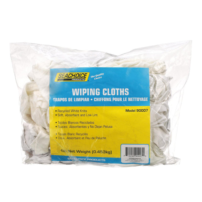 Seachoice 7402-01-12-SC 90007 Recycled White Knits Wiping Cloths, 1-lb. Bag
