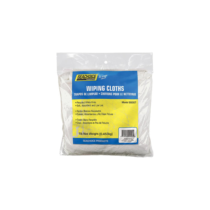 Seachoice 7402-01-12-SC 90007 Recycled White Knits Wiping Cloths, 1-lb. Bag