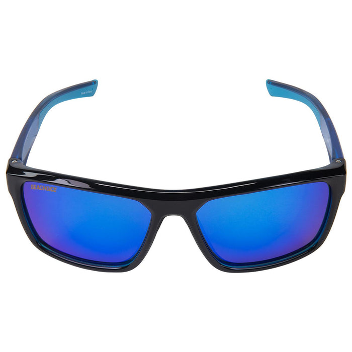 Seachoice YP120212000000 Navigator Polarized Sunglasses, Shiny Black/Black Backspray Frame, Blue Mirror Lens