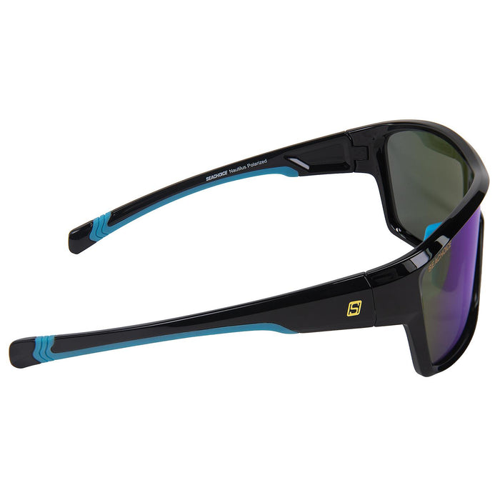 Seachoice YP120732000000 98817 "Nautilus" Polarized Sunglasses, Frame: Shiny Black, Lens: Blue Mirror